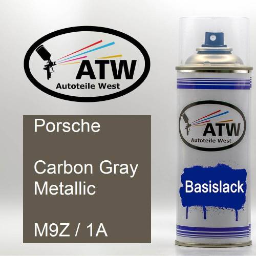 Porsche, Carbon Gray Metallic, M9Z / 1A: 400ml Sprühdose, von ATW Autoteile West.